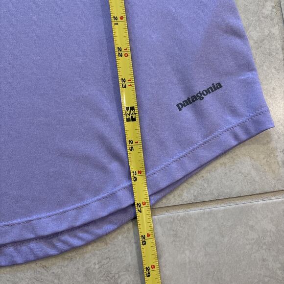 Patagonia Shirt Women’s Sz Small Long Sleeve Top Stretch Purple Mountain Logo - Picture 7 of 10